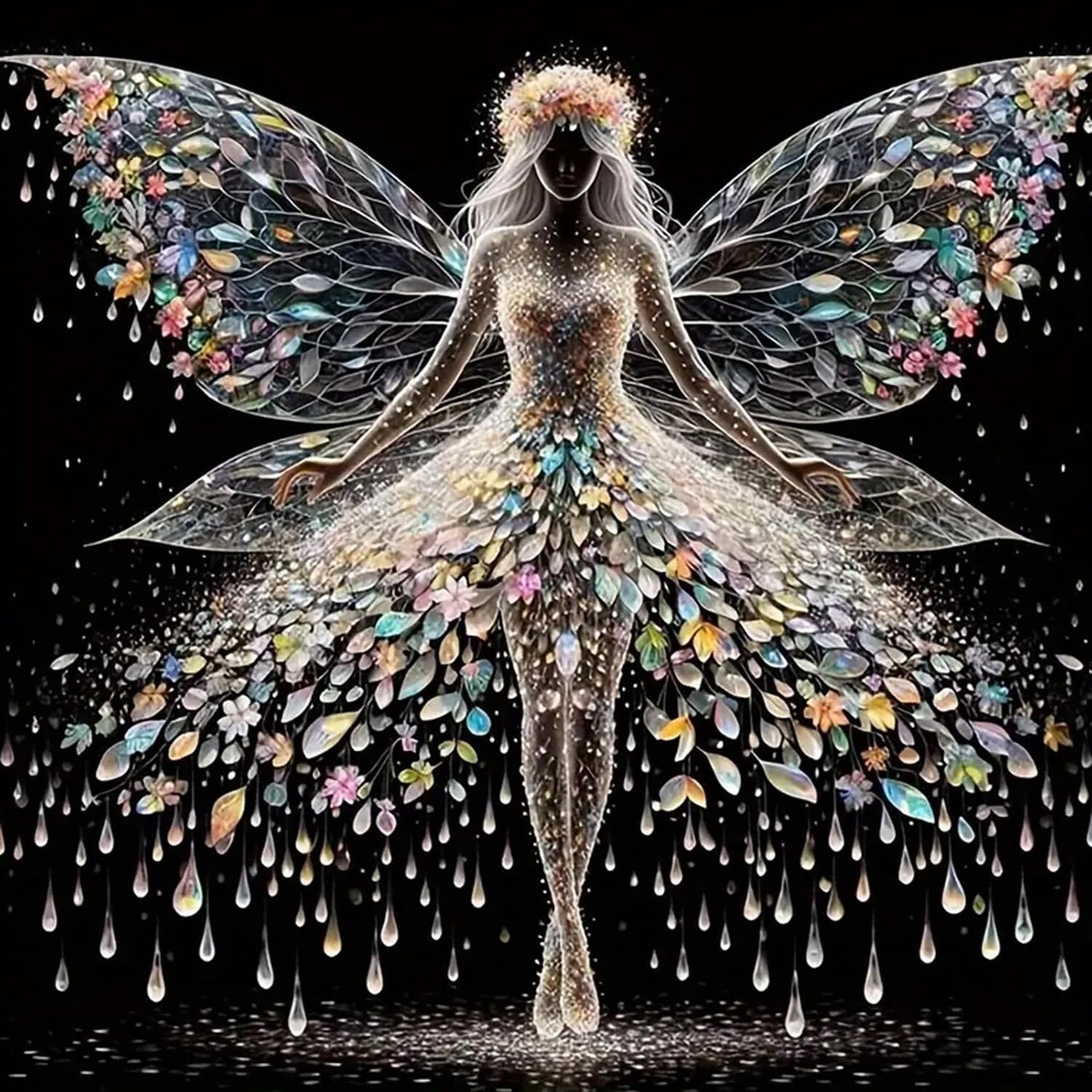 5D Colorful Angel Wings Fairy Diamond Painting Kit for Adults – Full Drill DIY Gem Art, 12x12 Inch Wall Home Décor
